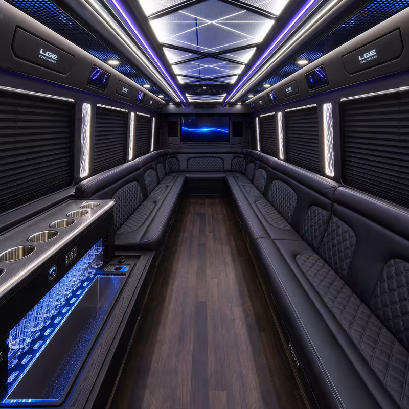 15 Passenger Party Bus Interior