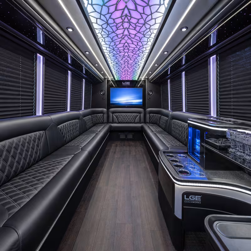 18 Passenger Party Bus Interior