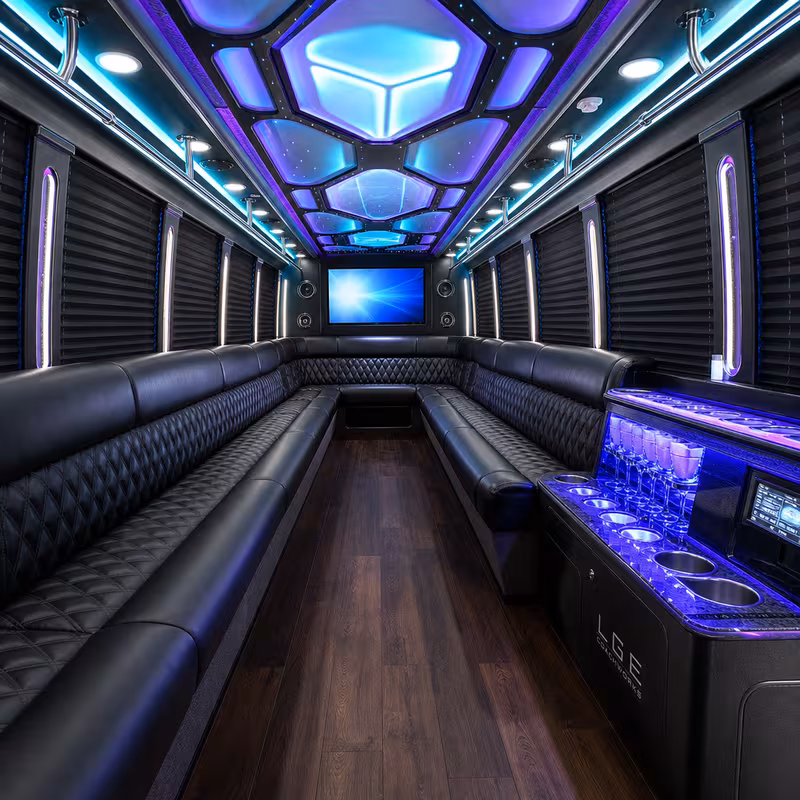18 Passenger Party Bus Interior