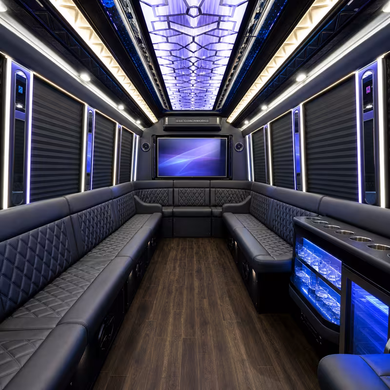 20 Passenger Party Bus Interior