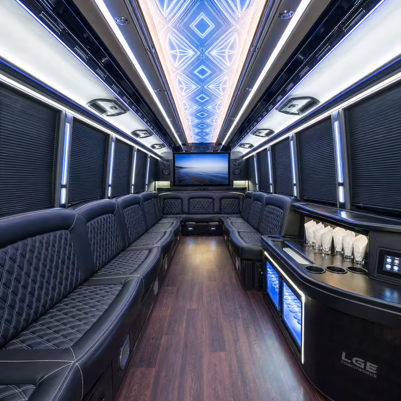 20 Passenger Party Bus Interior