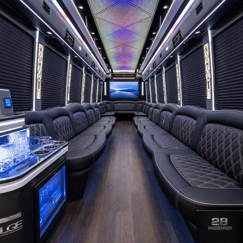28 Passenger Party Bus Interior