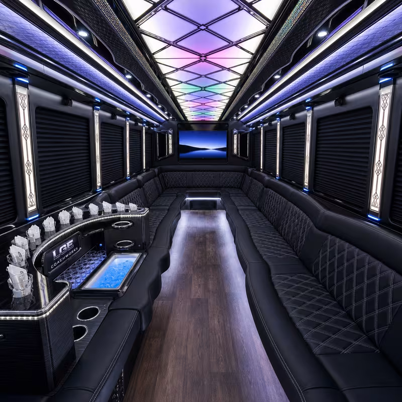 40 Passenger Party Bus Interior