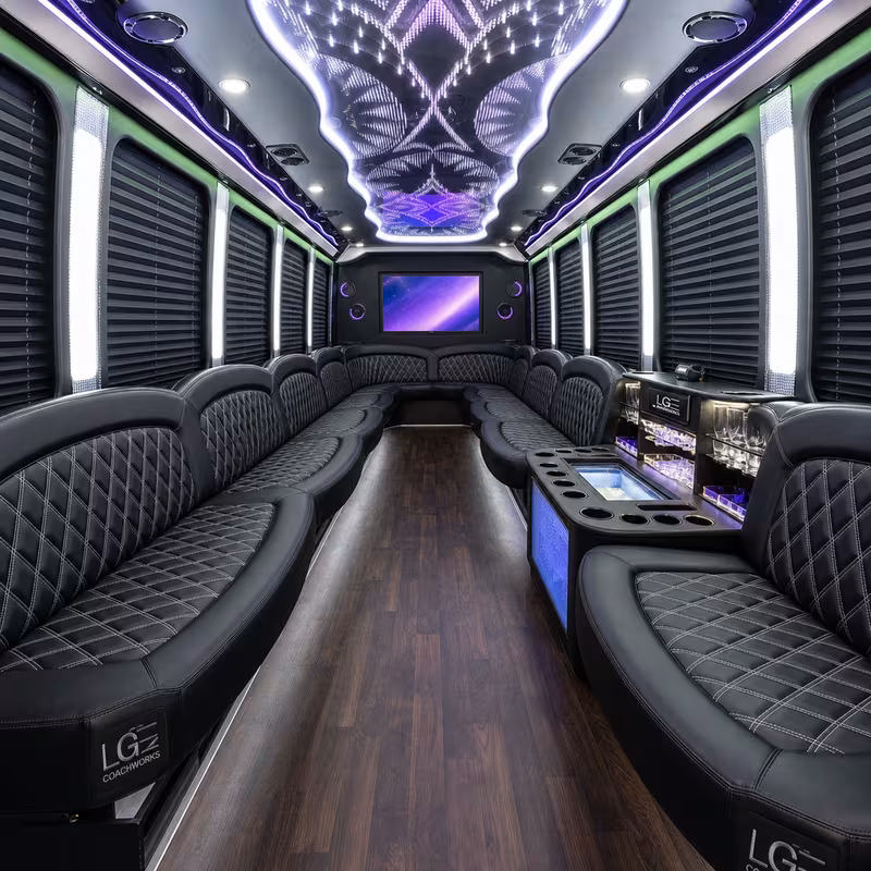 50 Passenger Party Bus Interior
