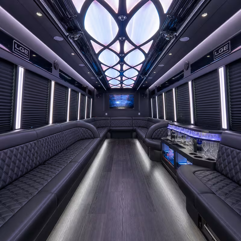 50 Passenger Party Bus Interior
