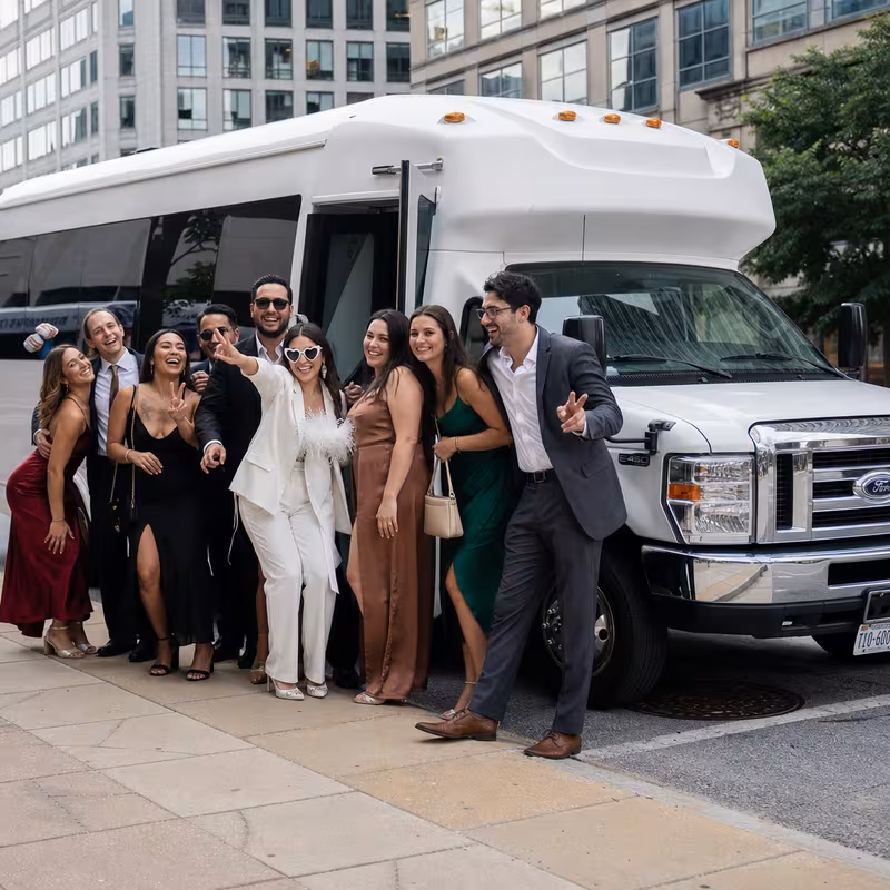 Black Mercedes Sprinter van staged for an Washington Bachelor & Bachelorette Transportation group
