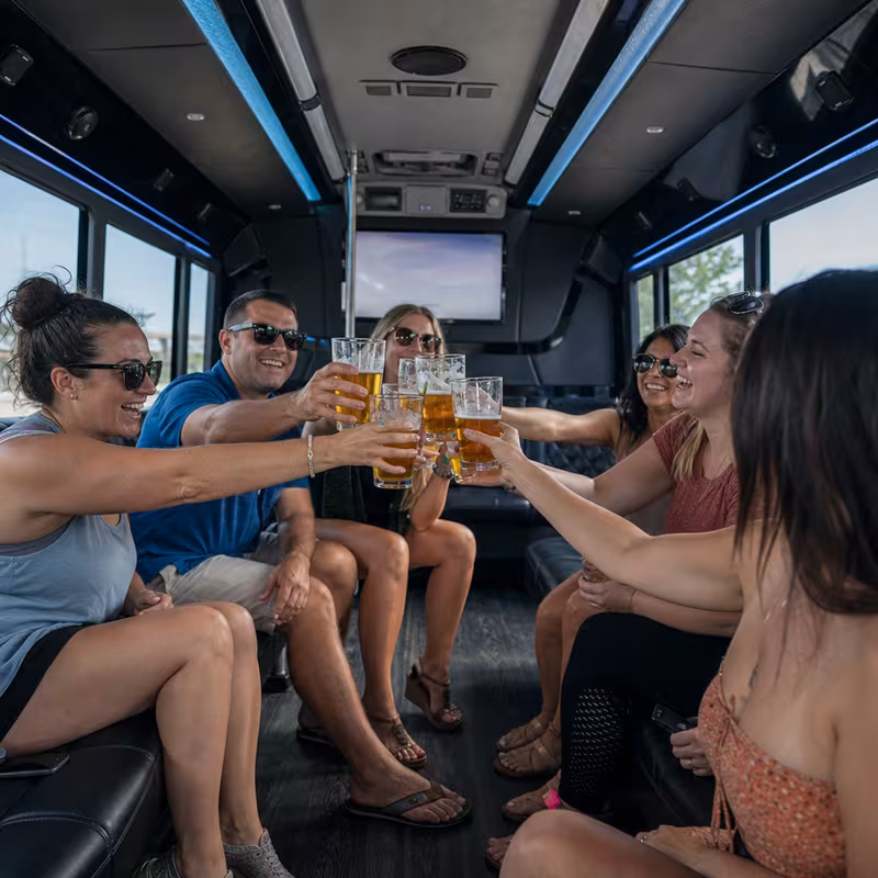 Black Mercedes Sprinter van staged for an Washington Winery & Brewery Tour Transportation group